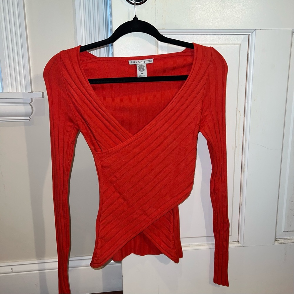 Urban Outfitters Wrap Front Red Long Sleeve